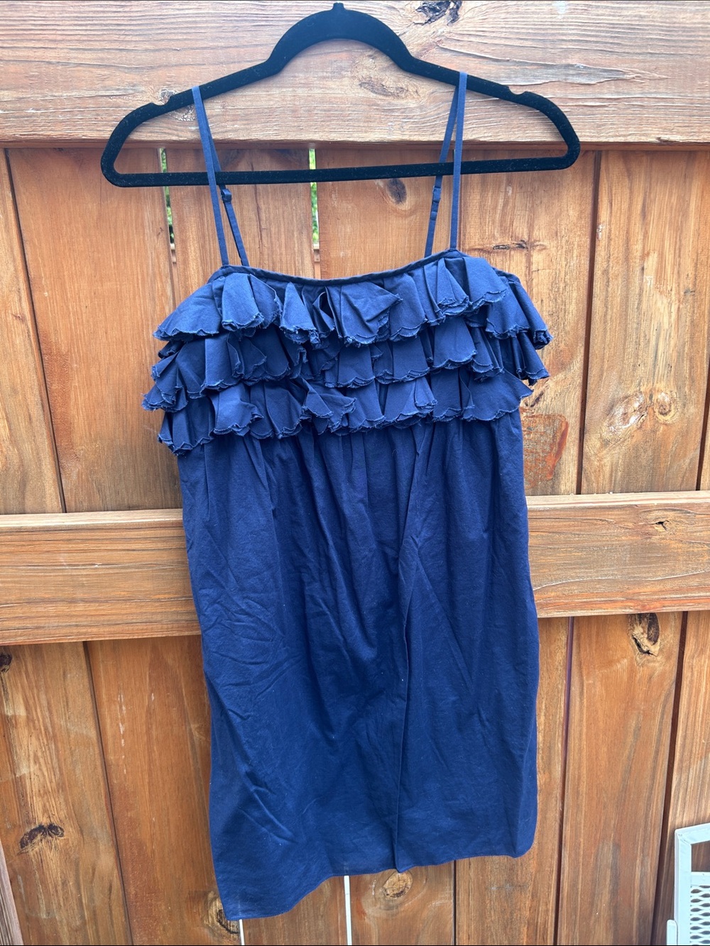 J. Crew Navy Layered Ruffle Spaghetti-Strap Camisole Dress